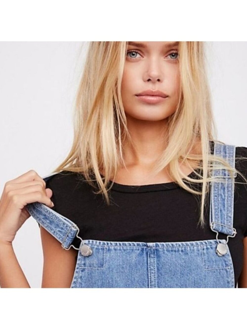 NWOT Free People Distressed Denim Overall Mini Skirt 12/L | Indie Sleaze Grunge - Picture 3 of 16